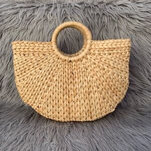 half moon woven wicker large tote